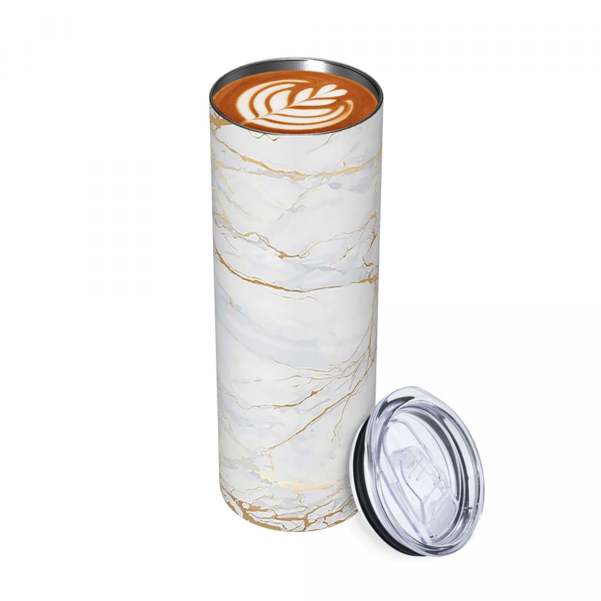 Tumbler 20Oz White - White And Gold Marbl Stainless Steel
