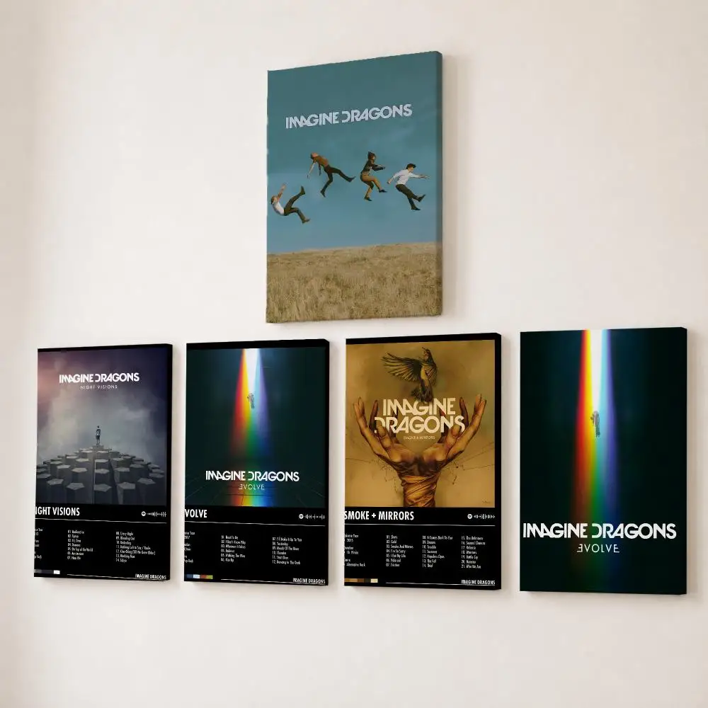 Canvas Wrap Ready - Rock Band I-imagine Dragons Painting Calligraphy